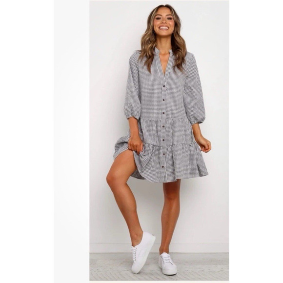 Petal & Pup Daria Dress in Black and White Gingham Print. Size M/L. Retail $69 - Picture 2 of 8